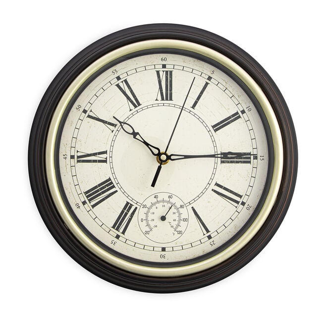 Wall Clock with Thermometer 12" 